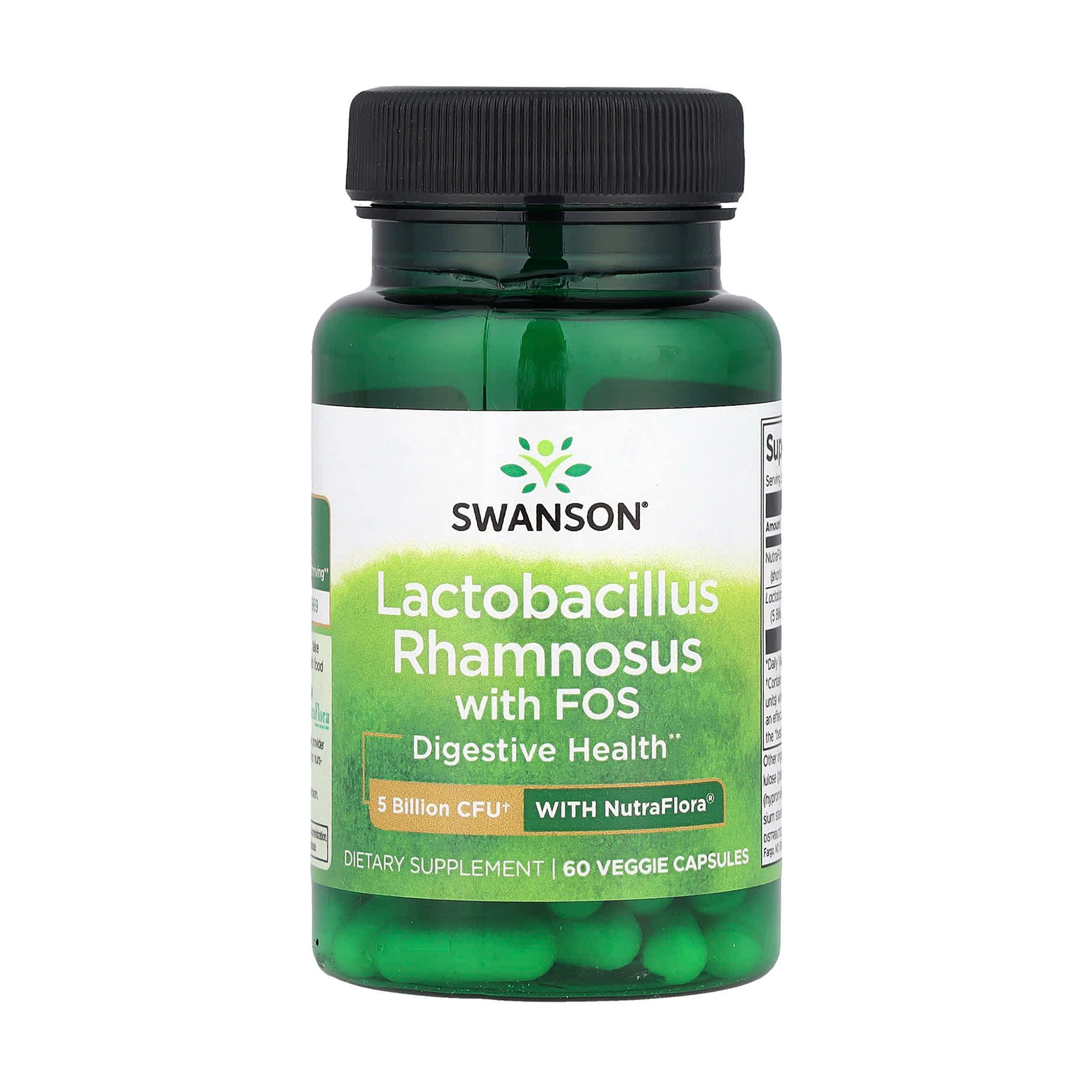 Пробіотик Swanson Lactobacillus Rhamnosus with FOS 5 млрд КУО, 60 веганських капсул